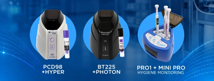 Terragene Hyper y Photon Soluciones de monitorización biológica junto con los dispositivos de monitorización de higiene Pro1 y Mini Pro.