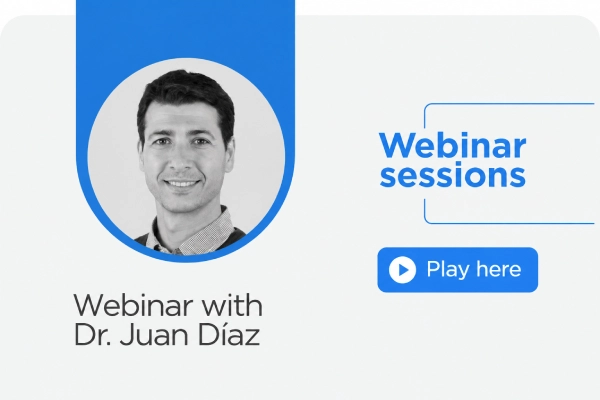 Webinar cover featuring Dr. Juan Diaz titled "Validation of washing and disinfection processes in the CSSD".