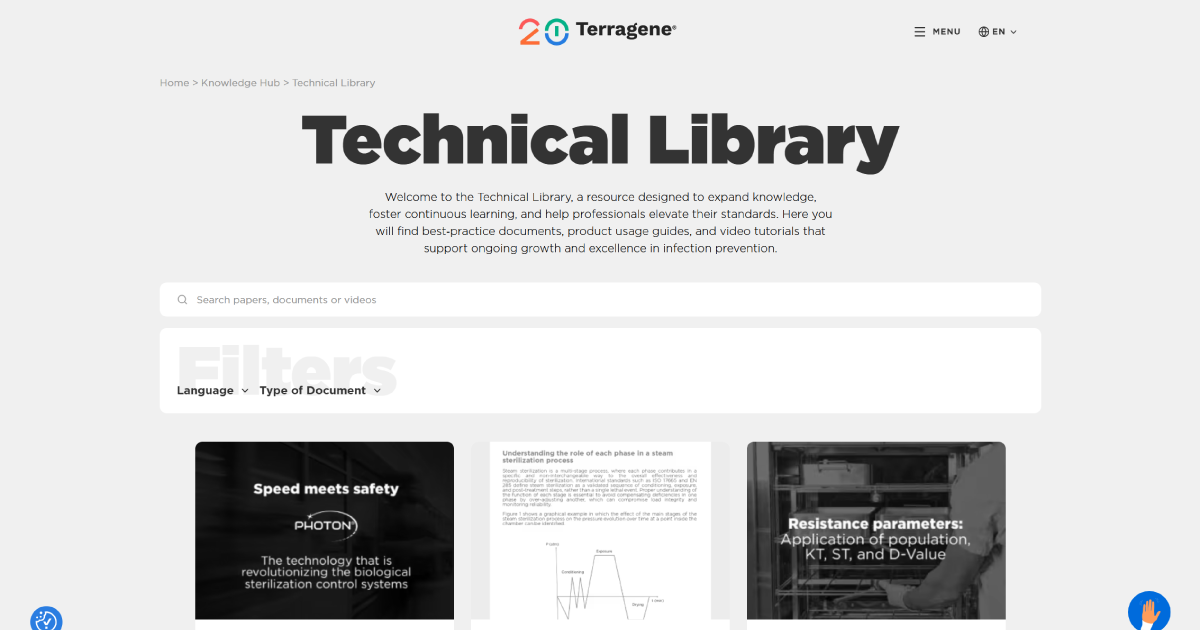 Technical Library: Here you will find best‑practice documents, product usage guides, and video tutorials that support ongoing growth and excellence in infection prevention.