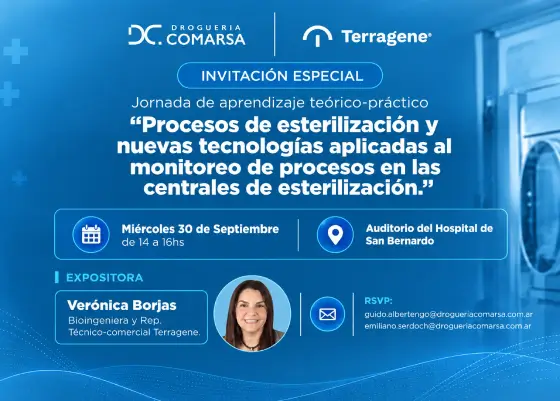 Terragene joins Droguería Comarsa at the 26th Argentine Hospital Pharmacy Congress in Salta (Sept 30–Oct 2) with live demos of sterilization monitoring tech.